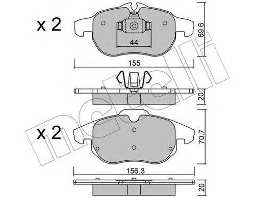 Комплект тормозных колодок, дисковый тормоз METELLI 22-0540-0