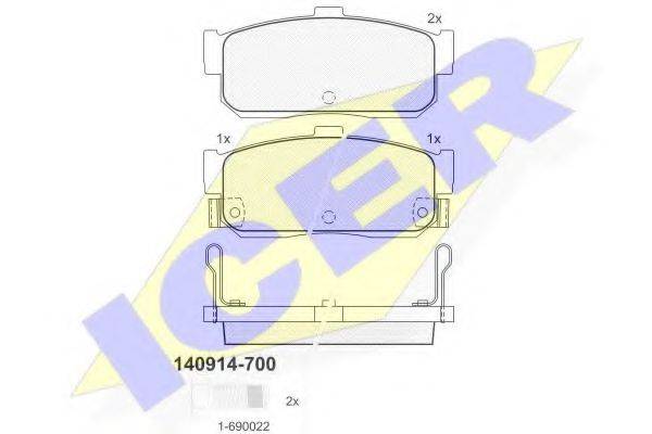 Комплект тормозных колодок, дисковый тормоз ICER 140914-700