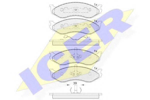 Комплект тормозных колодок, дисковый тормоз ICER 140968