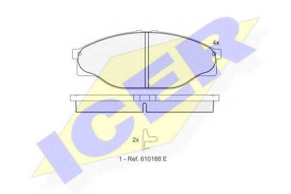 Комплект тормозных колодок, дисковый тормоз ICER 141010