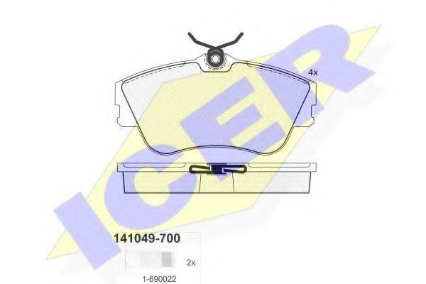 Комплект тормозных колодок, дисковый тормоз ICER 141049-700