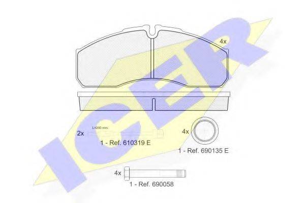 Комплект гальмівних колодок, дискове гальмо ICER 141499