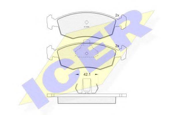 Комплект гальмівних колодок, дискове гальмо ICER 181441