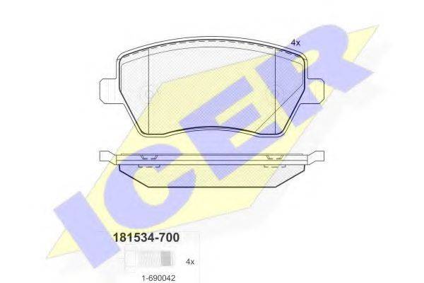 Комплект тормозных колодок, дисковый тормоз ICER 181534-700