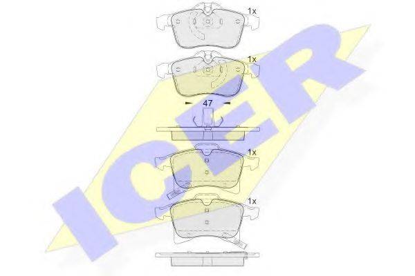 Комплект тормозных колодок, дисковый тормоз ICER 181592