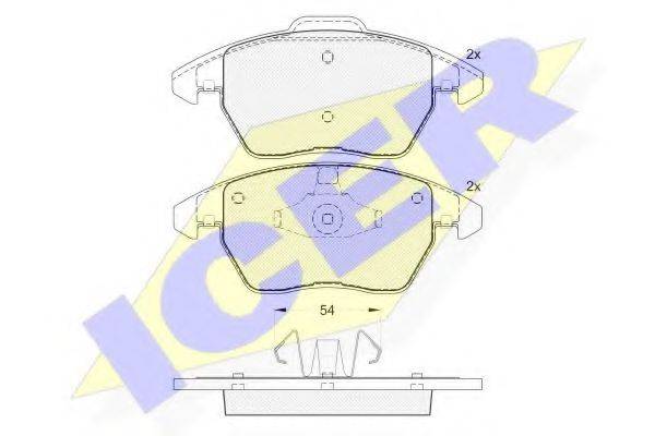 Комплект тормозных колодок, дисковый тормоз ICER 181637