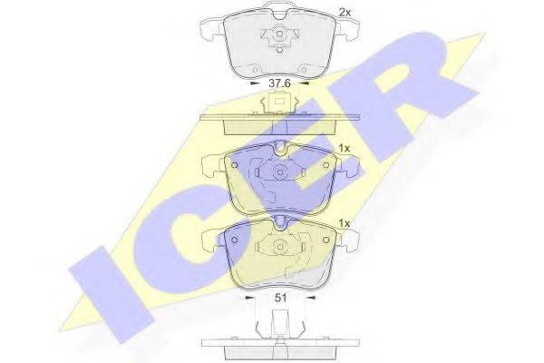 Комплект тормозных колодок, дисковый тормоз ICER 181681