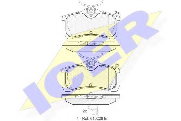 Комплект тормозных колодок, дисковый тормоз ICER 181728