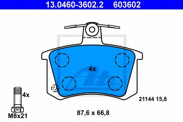 Комплект тормозных колодок, дисковый тормоз ATE 13.0460-3602.2