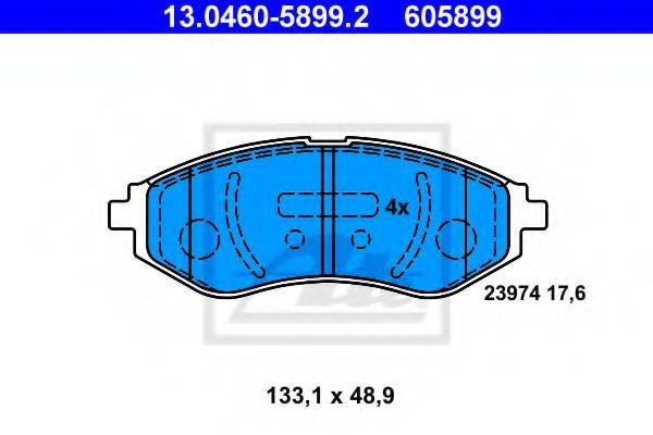 Комплект тормозных колодок, дисковый тормоз ATE 13.0460-5899.2