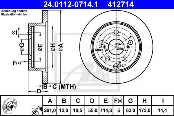 Тормозной диск ATE 24.0112-0714.1