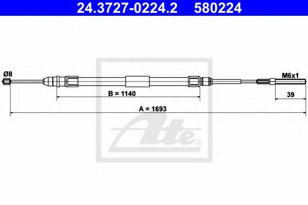 Трос, стояночная тормозная система ATE 24.3727-0224.2