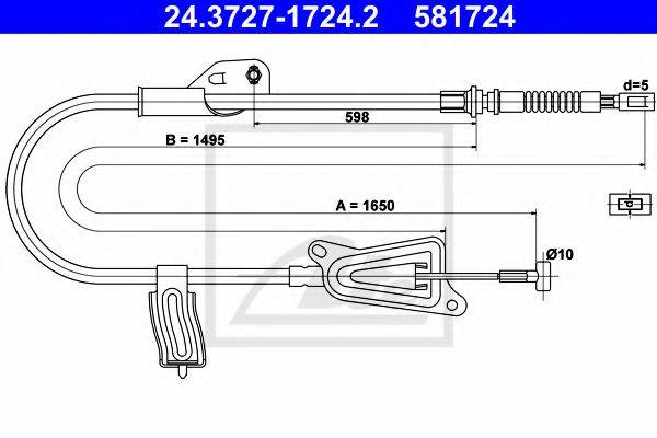 Трос, стояночная тормозная система ATE 24.3727-1724.2
