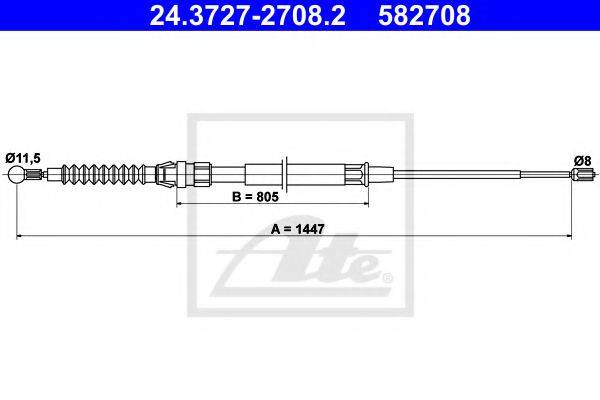 Трос, стояночная тормозная система ATE 24.3727-2708.2