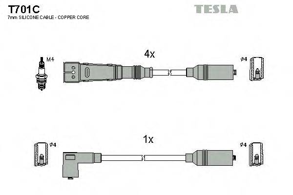 Комплект проводов зажигания TESLA T701C