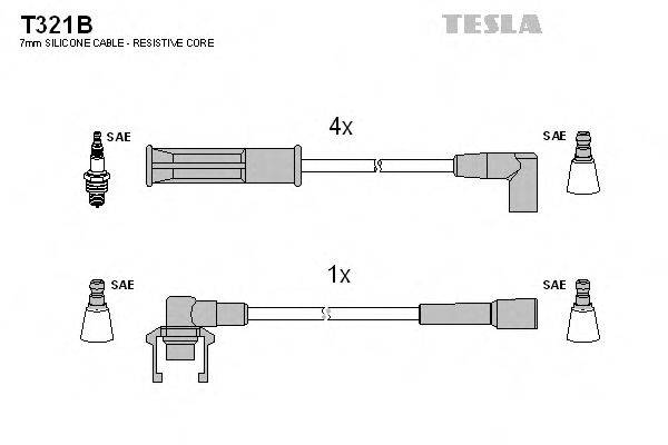 Комплект проводов зажигания TESLA T321B