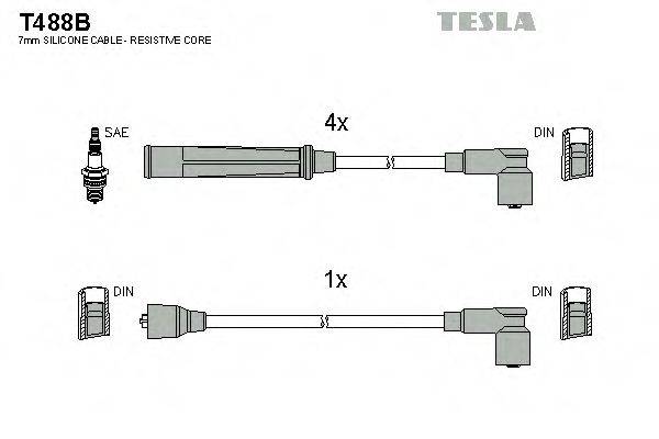 Комплект проводов зажигания TESLA T488B