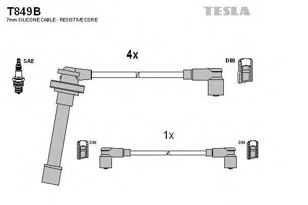 Комплект проводов зажигания TESLA T849B
