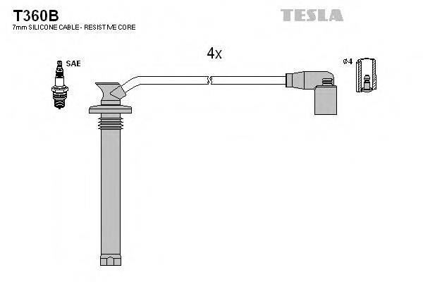 Комплект проводов зажигания TESLA T360B
