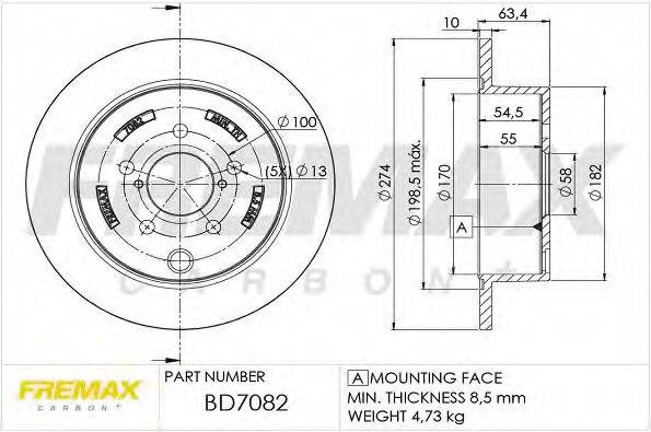 Тормозной диск FREMAX BD-7082