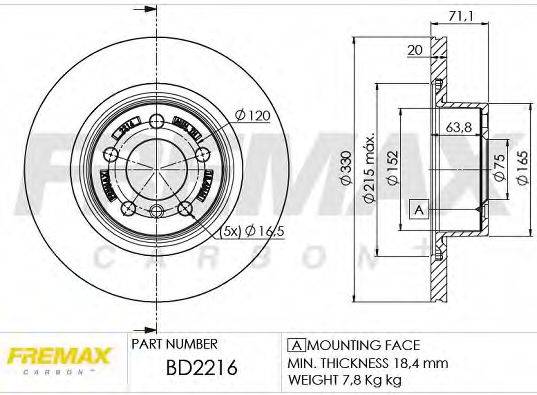Тормозной диск FREMAX BD-2216