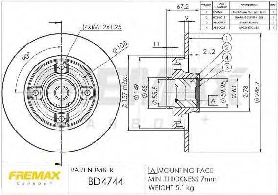 Тормозной диск FREMAX BD-4744