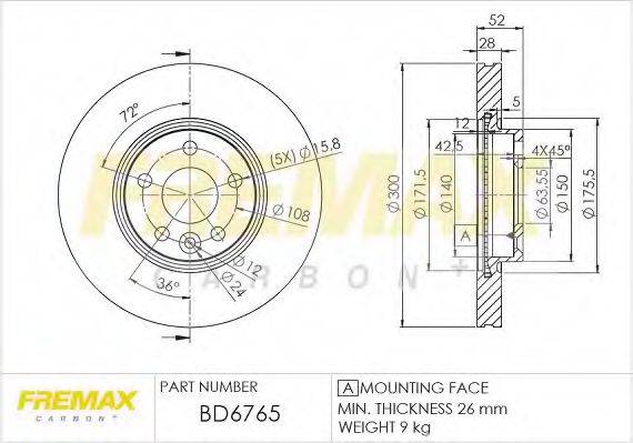 Тормозной диск FREMAX BD-6765