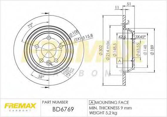 Тормозной диск FREMAX BD-6769