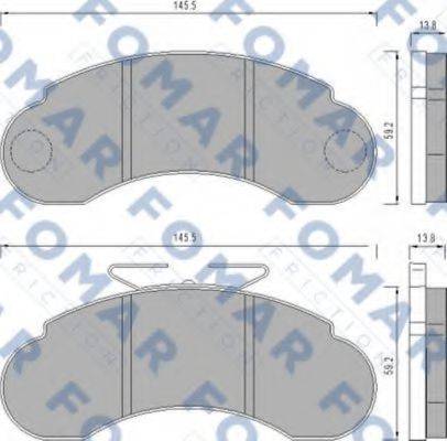 Комплект гальмівних колодок, дискове гальмо FOMAR FRICTION FO 458581