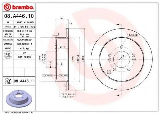 Тормозной диск BREMBO 08.A446.11