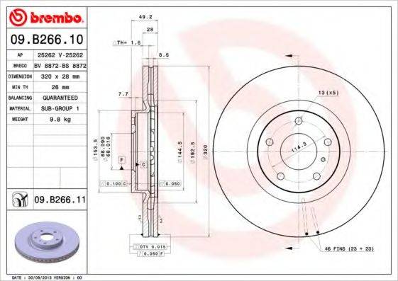 Тормозной диск BREMBO 09.B266.11