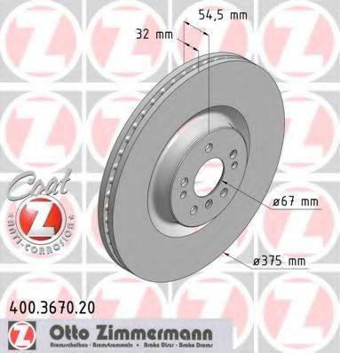 гальмівний диск ZIMMERMANN 400.3670.20