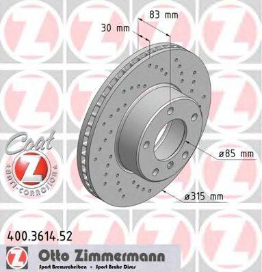 гальмівний диск ZIMMERMANN 400.3614.52