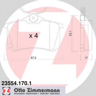 ZIMMERMANN 235541701 Комплект тормозных колодок, дисковый тормоз