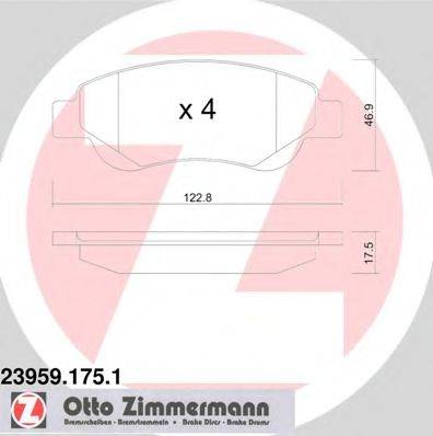 Комплект тормозных колодок, дисковый тормоз ZIMMERMANN 23959.175.1