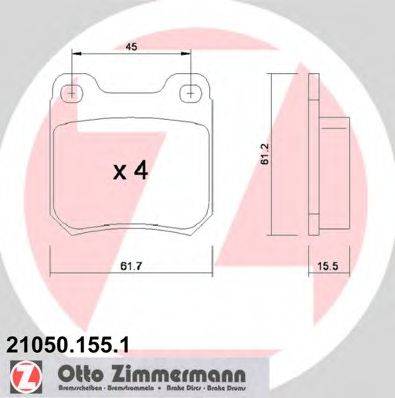 Комплект тормозных колодок, дисковый тормоз ZIMMERMANN 21050.155.1