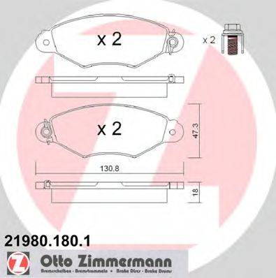 Комплект тормозных колодок, дисковый тормоз ZIMMERMANN 21980.180.1