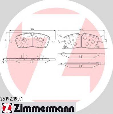 Комплект тормозных колодок, дисковый тормоз ZIMMERMANN 25192.190.1