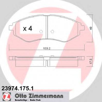 Комплект гальмівних колодок, дискове гальмо ZIMMERMANN 23974.175.1