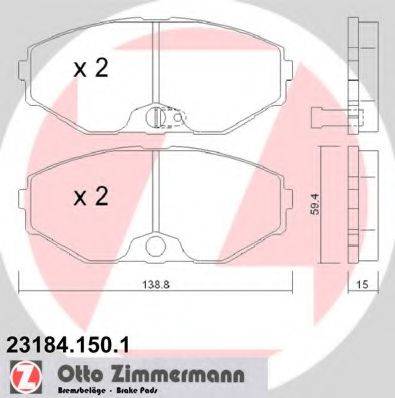 Комплект гальмівних колодок, дискове гальмо ZIMMERMANN 23184.150.1