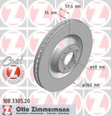 гальмівний диск ZIMMERMANN 100.3305.20