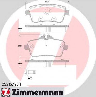 Комплект тормозных колодок, дисковый тормоз ZIMMERMANN 25215.190.1