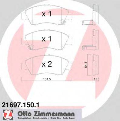 Комплект гальмівних колодок, дискове гальмо ZIMMERMANN 21697.150.1