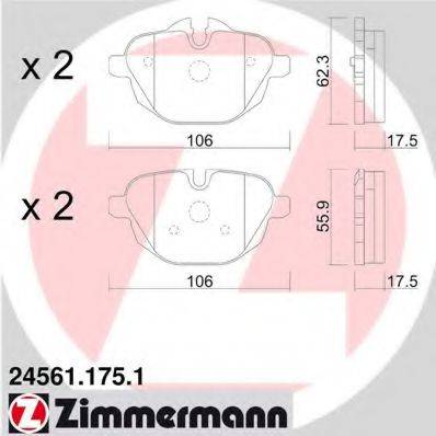 Комплект гальмівних колодок, дискове гальмо ZIMMERMANN 24561.175.1