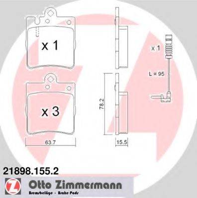 Комплект гальмівних колодок, дискове гальмо ZIMMERMANN 21898.155.2