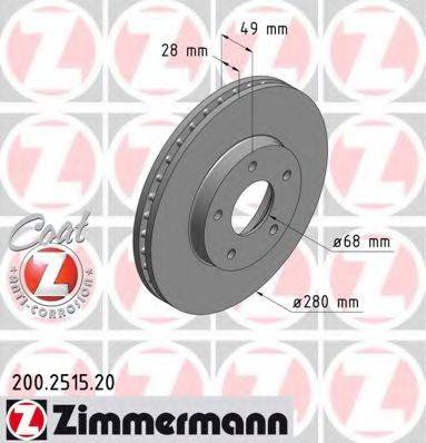 гальмівний диск ZIMMERMANN 200.2515.20