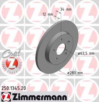 гальмівний диск ZIMMERMANN 250.1345.20